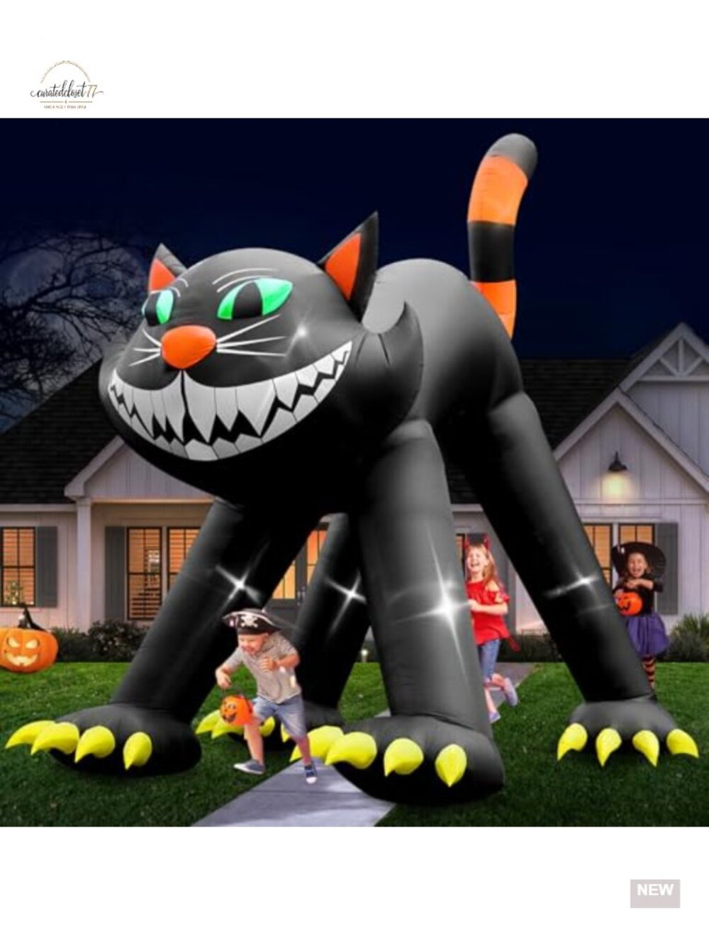 Giant 14FT Halloween Inflatable Black Cat Outdoor Decoration with LED Lights